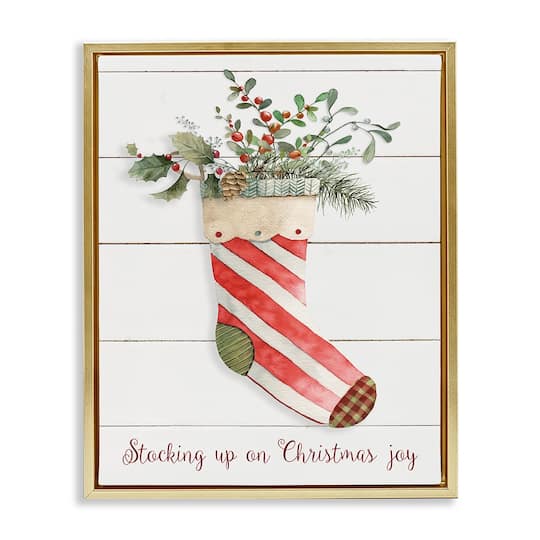 Stupell Industries Stocking Up on Christmas Floating Frame Wall Art
